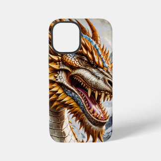 Coque iPhone 12 Mini Poster du dragon réaliste d'or