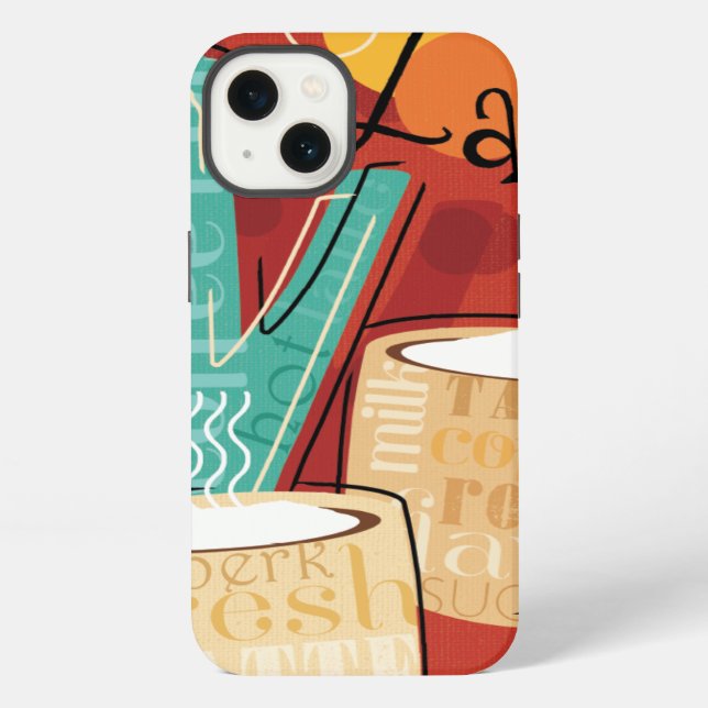 Coque iPhone Pot et tasses décoratifs de Latte (Verso)