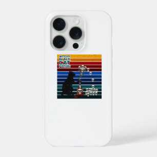 Coque iPhone 15 Pro Potion de Chat Noir Magique Art Rétro de Crâne