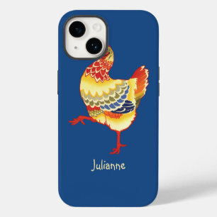Coque Pour iPhone 14 Poulet coloré vintage de la basse-cour de la ferme