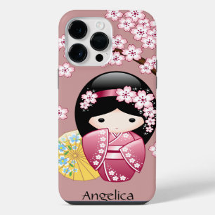 Coque Pour Pour iPhone 14 Pro Max Poupée Kokeshi Printemps - Cute Geisha Japonais en