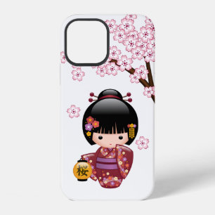 Coque iPhone 12 Poupée Sakura Kokeshi - jolie fille japonaise Geis