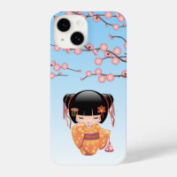 Poupée Ume Kokeshi - Japonaise Geisha Girl Blue