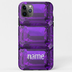 Coque iphone pourpre Amethyst Gemstone avec initia