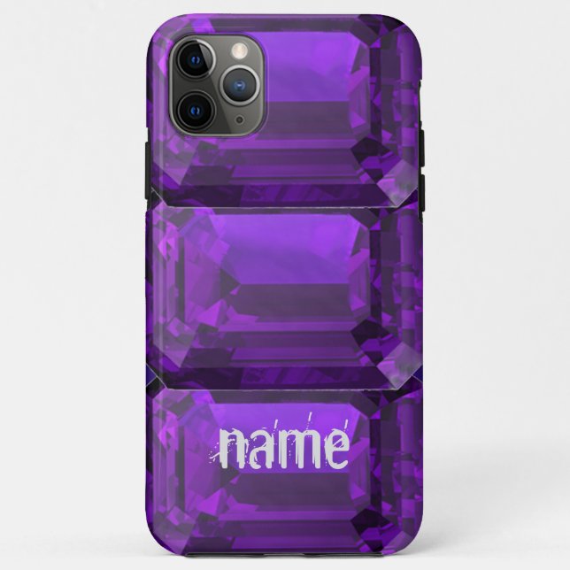 Coque iphone pourpre Amethyst Gemstone avec initia (Dos)