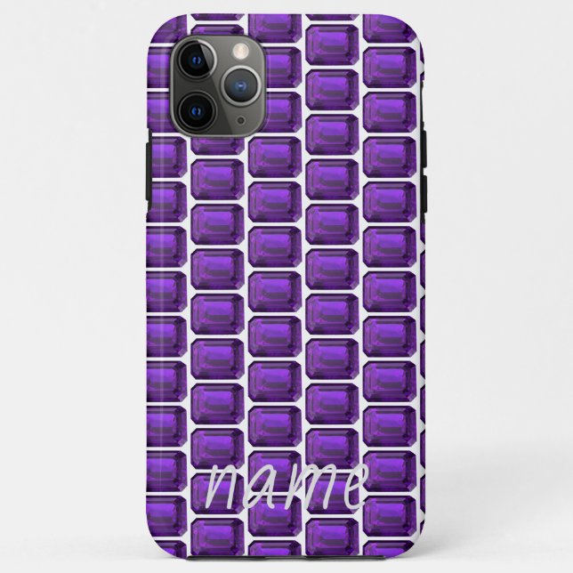 Coque iphone pourpre Améthyste Motif avec Monogram (Dos)