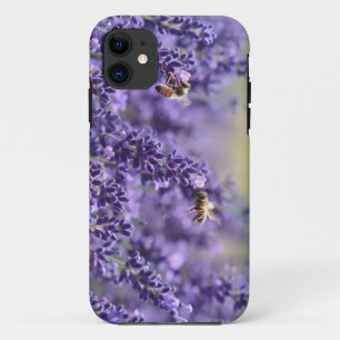 Coque iphone pourpre de lavande et d'abeilles