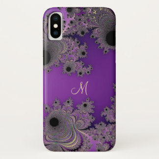 Coque iphone pourpre perlé de monogramme de