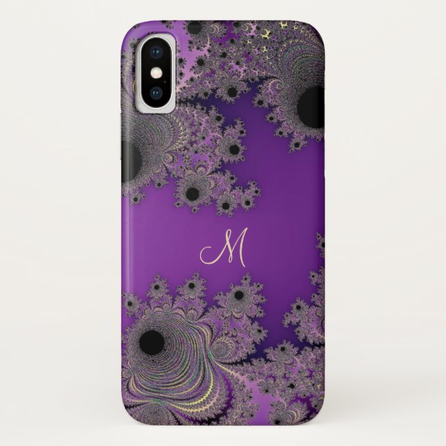 Coque iphone pourpre perlé de monogramme de (Dos)