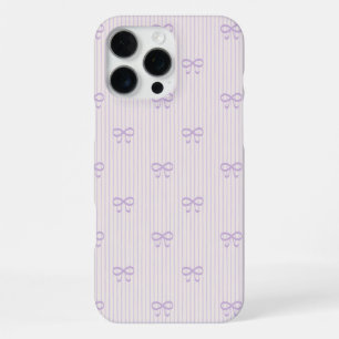 Coque iPhone 16 Pro Max Poussière de Coquette Lilas Rubans & Rayures fines