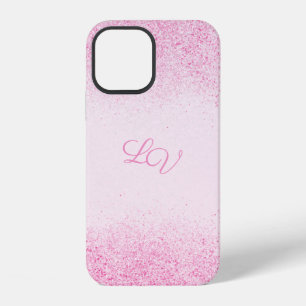 Coque iPhone 12 Poussière de paillettes rose scintillante