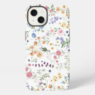 Etui iPhone 13 Prairie de fleurs sauvages aquarelle colorée