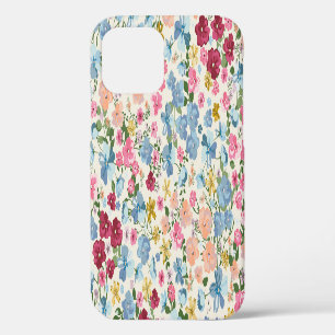 Coque iPhone 12 Prairie de la Saint-Jean, motif de plantes fleurie