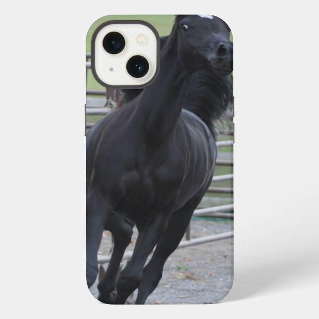 Coque iPhone Prancing Black Arabian (Verso)