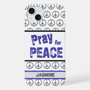 Coque iPhone 15 Plus Pray for Peace Grunge Police