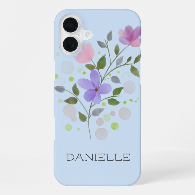 Coque iPhone Première initiale Plus Nom Danielle avec Fleurs (Verso)