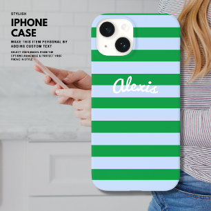 Coque Pour iPhone 14 Préparé Gras Rayure Rétro Rose Vert Personnalisé