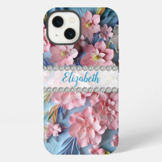 Etui iPhone 13 Primes 3D roses, cadre diamant personnalisé