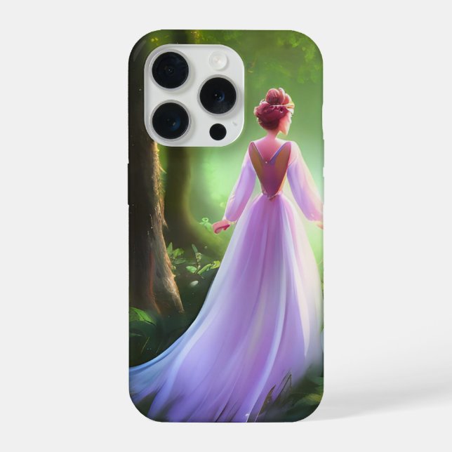 Coque iPhone Princesse de la Forêt Enchantée Robe Violette Esth (Verso)