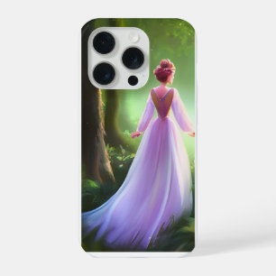 Coque iPhone 15 Pro Princesse de la Forêt Enchantée Robe Violette Esth