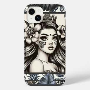 Princesse Polynésienne Fleurs Bleues Tribal