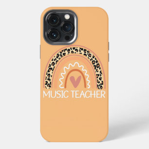 Etui iPhone 13 Pro Max Professeur de musique arc-en-ciel léopard retour à