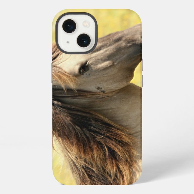 Coque iPhone Profil de cheval beige (Verso)