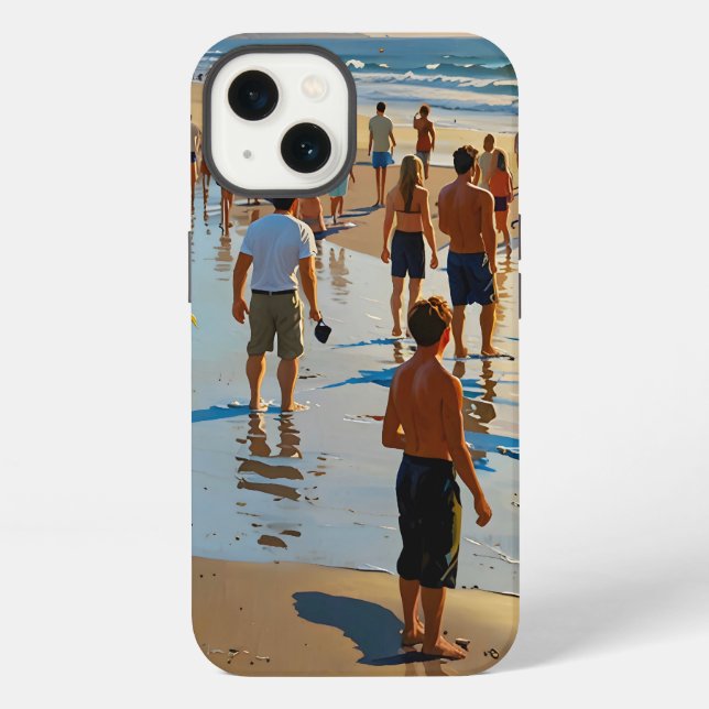 Coque iPhone Promenade sur une plage bondée (Verso)