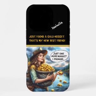 Coque iPhone 16 Pro Max Prospecteur poursuivant des rêves dorés dans la na