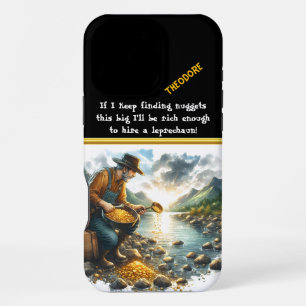 Coque iPhone 16 Pro Max Prospection aurifère dorée au bord de la rivière à
