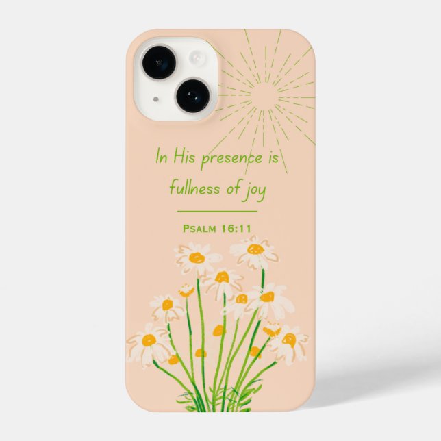 Coque iPhone Psalm16:11 Bible Verse Floral Christian Phone Case (Verso)