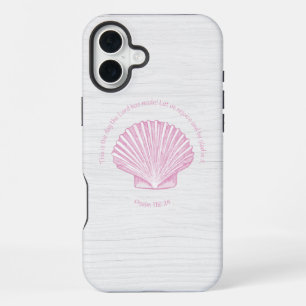 Coque iPhone 16 Plus Psaume 118:24 C'est le jour avec coquillage