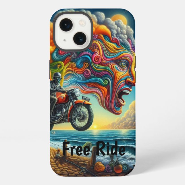 Coque iPhone Psychedélique Motorcycle Dreamscape (Verso)