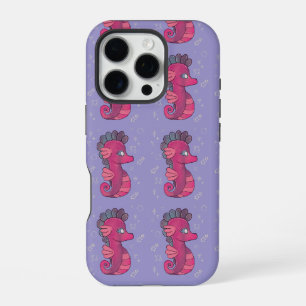 Coque iPhone 16 Pro Punky Seahorse   Hippocampe Rose Mignon