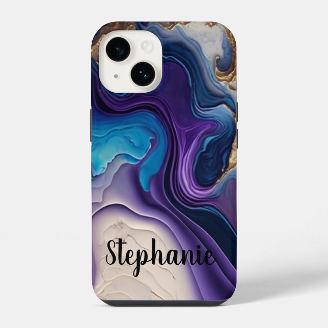 Coque iPhone Puple Mable Rose Gold Nom Script (Verso)
