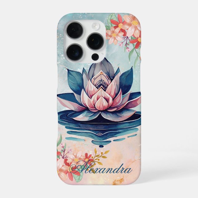 Coque iPhone Pureté Décorative – Lotus Rose et Vert (Verso)