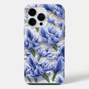 COQUE POUR POUR iPhone 14 PRO MAX PURPLE BLUE BLANC PAPIER 3D LOIN BLUEBELLS