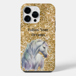 Coque Pour Pour iPhone 14 Pro Max Purple Gold Dream Unicorn Gold Parties scintillant