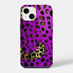 Coque Pour iPhone 14 Purple Leopard Parties scintillant iPhone Mate Coq