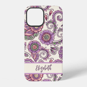 Coque iPhone 12 Purple Paisley