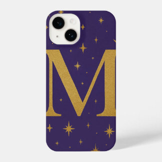 Coque Pour iPhone 14 Purple Phone Case with Big Yellow M and Star Detai