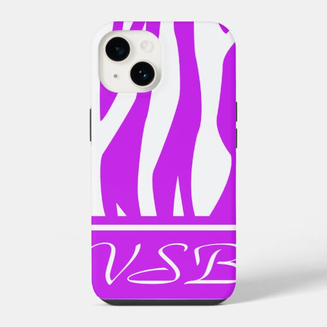 Coque iPhone Purple Zebra Impression avec monogramme (Verso)