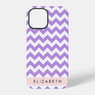 Coque iPhone 12 Pro Purple Zigzag, Purple Chevron, Votre Nom