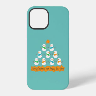 Coque iPhone 12 Pro Pyramide des sapins de Noël faite de bonhommes de