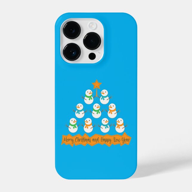 Coque iPhone Pyramide des sapins de Noël faite de bonhommes de  (Verso)
