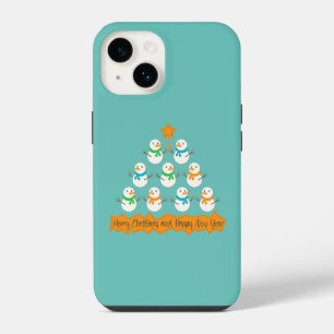 Coque Pour iPhone 14 Pyramide des sapins de Noël faite de bonhommes de