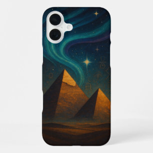 Coque iPhone 16 Plus Pyramides antiques Sacré nuit Ciel Turquoise