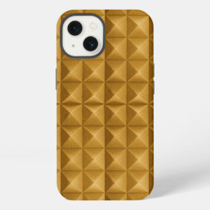 Etui iPhone 13 Pyramides, texture dorée triangulaire.