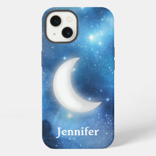Etui iPhone 13 Quartier de Lune Contre un Ciel Magique Bleu avec