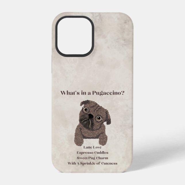 Coque iPhone Qu'est-ce qu'un boîtier Pugaccino-Coffee-iPhone /  (Verso)